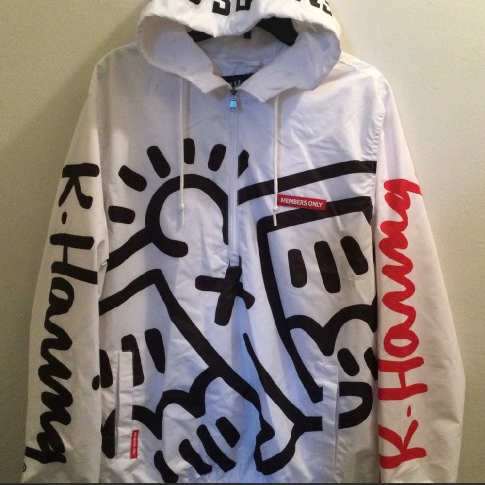 KEITH HARING X MEMBERS ONLY WINDBREAKER JACKET - WHITE